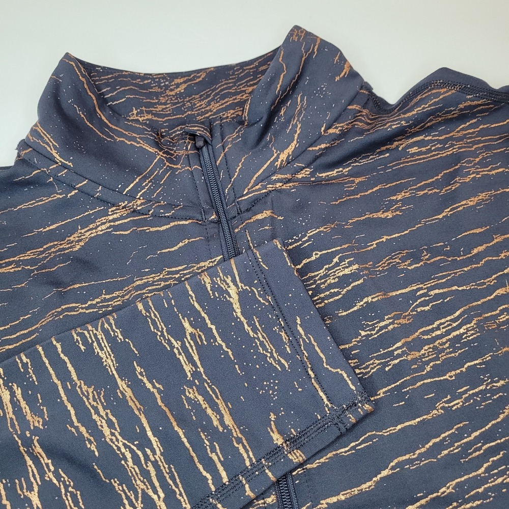 Women’s Navy and Gold Print Quarter Zip  Running Dri-fit